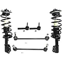 6-Piece Kit Front, Driver and Passenger Side Suspension with Loaded Struts, Sway Bar Links, and Tie Rod Ends