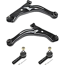 4-Piece Kit Front, Driver and Passenger Side, Lower Control Arm Kit, includes (2) Control Arm and (2) Tie Rod End