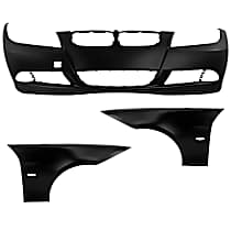 3-Piece Kit, Front Primed Bumper Cover, Includes (1) Bumper Cover and (2) Fender