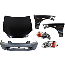 Hood Kit, Steel, Primed, includes Bumper Cover, Fenders, and Headlights
