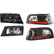 4-Piece Kit Driver and Passenger Side Halogen Headlight, With bulb(s), OE Replacement Includes (2) Corner Light and (2) Headlight