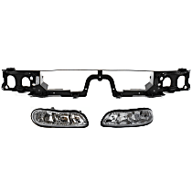 3-Piece Kit Driver and Passenger Side Halogen Headlight, With bulb(s), OE Replacement Includes (1) Header Panel and (2) Headlight