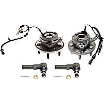 4-Piece Kit Front, Driver and Passenger Side Wheel Hub, 4-Wheel ABS, includes Tie Rod Ends