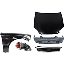 Hood Kit, Steel, Primed, includes Bumper Cover, Fender, Grille Assembly, and Headlight