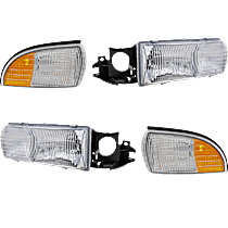 4-Piece Kit Driver and Passenger Side Halogen Headlight, With bulb(s), OE Replacement, Includes (2) Headlight and (2) Side Marker