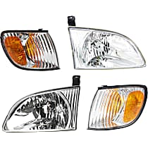 4-Piece Kit Driver and Passenger Side Halogen Headlight, With bulb(s), OE Replacement,  Includes (2) Corner Light and (2) Headlight