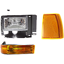 3-Piece Kit Passenger Side Halogen Headlight, With bulb(s), OE Replacement, Includes (1) Headlight, (1) Turn Signal Light and (1) Corner Light