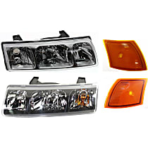 4-Piece Kit Driver and Passenger Side Halogen Headlight, With bulb(s), OE Replacement, Includes (2) Headlight and (2) Side Marker