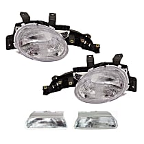 4-Piece Kit, Driver and Passenger Side Halogen Headlight, With bulb(s), OE Replacement, Includes (2) Turn Signal Light and (2) Headlight