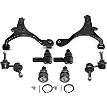 Front, Driver and Passenger Side Control Arm Kit, includes Ball Joints, Sway Bar Links, and Tie Rod Ends