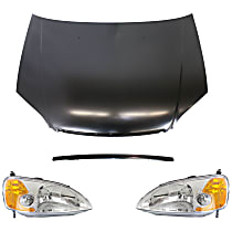 Hood Kit, Steel, Primed, Coupe, includes Headlights and Hood Molding
