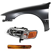 3-Piece Kit Driver Side Halogen Headlight, With bulb(s), OE Replacement, Includes (1) Fender, (1) Turn Signal Light and (1) Headlight
