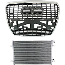 2-Piece Kit Grille, Silver Black Shell and Insert, For Models With Sport Package, Without Park Distance Sensors, Includes (1) A/C Condenser and (1) Grille Assembly