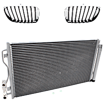 3-Piece Kit Driver and Passenger Side Grille, Chrome Shell with Painted Black Insert, For Models With M Sport Package, Includes (1) A/C Condenser and (2) Grille