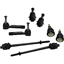 8-Piece Kit Front, Driver and Passenger Side, Inner and Outer Tie Rod End,  Housing and Washer Design Eliminates Spring Bind and Shattering During Shock Load, 18 (mm) Thread at Centerlink, 4WD,  Includes (4) Ball Joint and (4) Tie Rod End