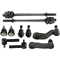 Front, Driver and Passenger Side Suspension Kit, includes Ball Joint, Idler Arm, Pitman Arm, and Tie Rod End