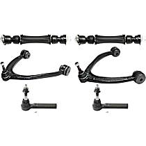 6-Piece Kit Front, Driver and Passenger Side, Upper Control Arm Kit, 4WD, 7-1/4 (in) Length, Cast Iron Arm, Standard Design,  Includes (2) Control Arm, (2) Sway Bar Link, and (2) Tie Rod End