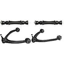 4-Piece Kit Front, Driver and Passenger Side, Upper Control Arm Kit, includes (2) Control Arm and (2) Sway Bar Link