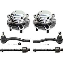 6-Piece Kit Front, Driver and Passenger Side Wheel Hub, RWD, 5 Lugs, With Bearing,  Includes (4) Tie Rod End and (2) Wheel Hub