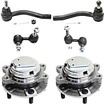 6-Piece Kit Front, Driver and Passenger Side Suspension Includes Sway Bar Links, Tie Rod Ends, and Wheel Hubs, RWD