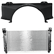 Radiator with Upper Fan Shroud, 6.0L Engine, Plastic Tank, With Transmission Cooler, With Engine Oil Cooler