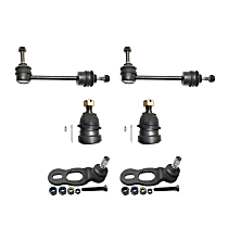 6-Piece Kit Front, Driver and Passenger Side Suspension Kit, includes (4) Ball Joint and (2) Sway Bar Link