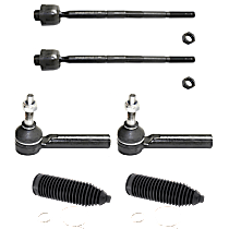 6-Piece Kit Front, Driver and Passenger Side Suspension Kit, includes (2) Steering Rack Boot and (4) Tie Rod End