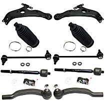 Front, Driver and Passenger Side Suspension Kit, includes Control Arm, Steering Rack Boot, Sway Bar Link, and Tie Rod End
