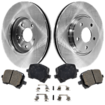 Front Brake Disc and Pad Kit, Plain Surface, 5 Lugs, Cast Iron, Ceramic Pad Material, Pro-Line Series