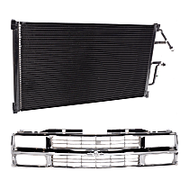 2-Piece Kit, Grille Chrome, Includes (1) A/C Condenser and (1) Grille Assembly