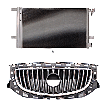 2-Piece Kit, Grille Chrome Shell with Painted Black Insert, Includes (1) A/C Condenser and (1) Grille Assembly