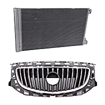 2-Piece Kit, Grille Chrome Shell with Painted Black Insert, Includes (1) A/C Condenser and (1) Grille Assembly