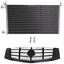 2-Piece Kit Grille, Painted Black Shell with Chrome Insert, Includes (1) A/C Condenser and (1) Grille Assembly