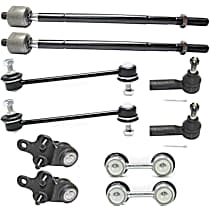 10-Piece Kit Front, Driver and Passenger Side Suspension, includes Ball Joint, Sway Bar Link, and Tie Rod End