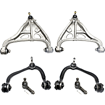 6-Piece Kit Front, Driver and Passenger Side Control Arm, includes Tie Rod Ends