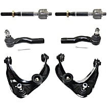 6-Piece Kit Front, Driver and Passenger Side, Upper Control Arm Kit, includes (2) Control Arm and (4) Tie Rod End