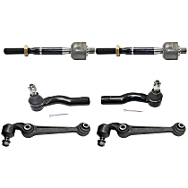 6-Piece Kit Front, Driver and Passenger Side, Lower, Frontward Control Arm Kit, includes (2) Control Arm and (4) Tie Rod End