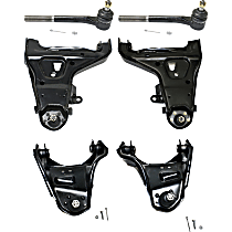 6-Piece Kit Front, Driver and Passenger Side Control Arm, includes Tie Rod Ends