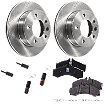 Front Brake Disc and Pad Kit, Plain Surface 5 Lugs Organic