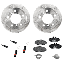 Rear Brake Disc and Pad Kit, Plain Surface 5 Lugs Semi-Metallic