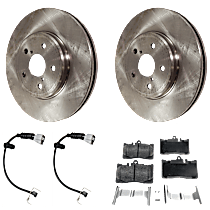Front Brake Disc and Pad Kit, Plain Surface 5 Lugs Ceramic