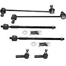 6-Piece Kit Front, Driver and Passenger Side Suspension Includes  Sway Bar Links and Tie Rod Ends