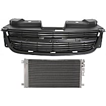 2-Piece Kit Grille, Painted Gray, Without Chrome Trim, Sedan,  Includes (1) A/C Condenser and (1) Grille Assembly