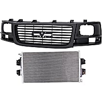 2-Piece Kit Grille Textured Black, For Models With Sealed Beam Headlights, Includes (1) A/C Condenser and (1) Grille Assembly