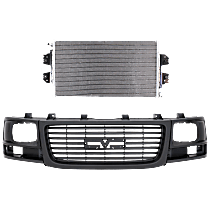 2-Piece Kit, Grille Textured Black, For Models With Sealed Beam Headlights, CAPA Certified, Includes (1) A/C Condenser and (1) Grille Assembly