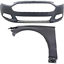 2-Piece Kit Front Primed Bumper Cover,  Includes (1) Bumper Cover and (1) Fender