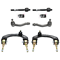 Front, Driver and Passenger Side Control Arm Kit, Front Wheel Drive, includes Tie Rod Ends