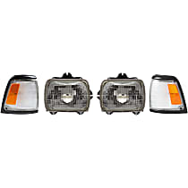 4-Piece Kit, Driver and Passenger Side Halogen Headlight, With bulb(s), For Models With NAL Brand Lamps Model, OE Replacement, Includes (2) Corner Light and (2) Headlight