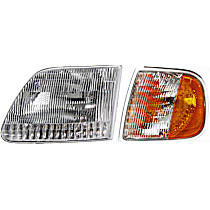 2-Piece Kit Driver Side Halogen Headlight, With bulb(s), OE Replacement,  Includes (1) Corner Light and (1) Headlight