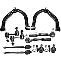 10-Piece Kit Front, Driver and Passenger Side, Upper Control Arm Kit, Rear Wheel Drive,  Includes (2) Ball Joint, (2) Control Arm, (2) Sway Bar Link, and (4) Tie Rod End